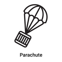 Fototapeta na wymiar Parachute icon vector isolated on white background, Parachute sign , line or linear symbol and sign design in outline style