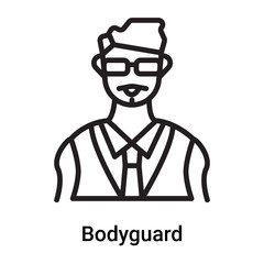 Bodyguard icon vector isolated on white background, Bodyguard sign , line or linear symbol and sign design in outline style