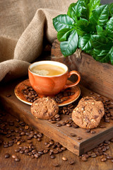 Cup of coffee with cookies