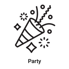 Party icon vector isolated on white background, Party sign , line or linear symbol and sign design in outline style