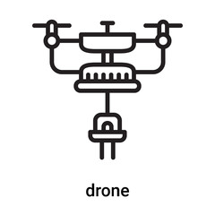 drone icon vector isolated on white background, drone sign , line or linear symbol and sign design in outline style