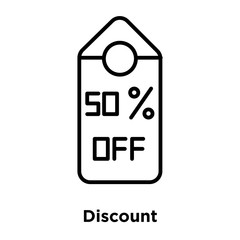 Discount icon vector isolated on white background, Discount sign , thin line design elements in outline style