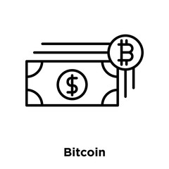 Bitcoin icon vector isolated on white background, Bitcoin sign , thin line design elements in outline style