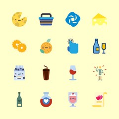 drink icons set. candy, objects, morning and milk graphic works