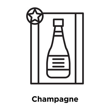 Champagne icon vector isolated on white background, Champagne sign , thin line design elements in outline style