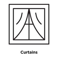 Curtains icon vector isolated on white background, Curtains sign , thin line design elements in outline style