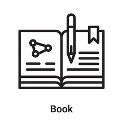 Book icon vector isolated on white background, Book sign , line or linear symbol and sign design in outline style