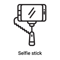 Selfie stick icon vector isolated on white background, Selfie stick sign , line or linear symbol and sign design in outline style