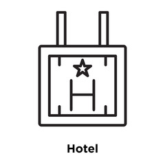 Hotel icon vector isolated on white background, Hotel sign , thin line design elements in outline style
