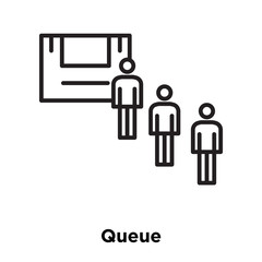 Queue icon vector isolated on white background, Queue sign , thin line design elements in outline style