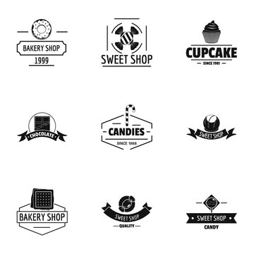 Bake mart logo set. Simple set of 9 bake mart vector logo for web isolated on white background