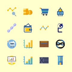 economy icons set. reflection, bitcoin, planet and dollar graphic works