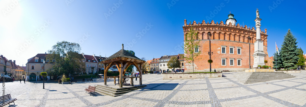 Wall mural Town square and town hall in Sandomierz, Poland