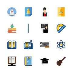 school vector icons set. stapler, graduate, physics and protractor in this set