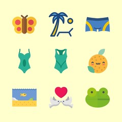 tropical icons set. on white, silhouette, swimming and isolate graphic works
