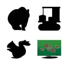 nature vector icons set. bear, tree, squirrel and all terrain in this set