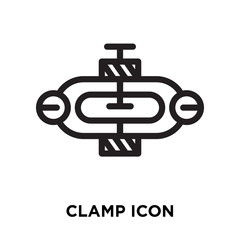 Clamp icon vector isolated on white background, Clamp sign , line symbol or linear element design in outline style