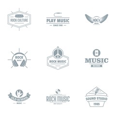 Rock euphony logo set. Simple set of 9 rock euphony vector logo for web isolated on white background