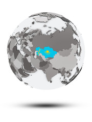 Kazakhstan on political globe isolated
