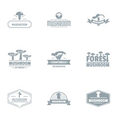 Mushroom edge logo set. Simple set of 9 mushroom edge vector logo for web isolated on white background
