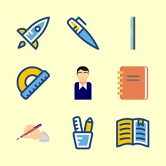 9 school icons set