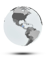 Honduras on political globe isolated