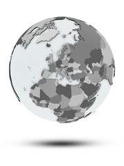 Slovenia on political globe isolated