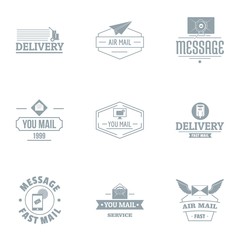 Mailing list logo set. Simple set of 9 mailing list vector logo for web isolated on white background
