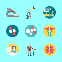 hospital icons set. woman, shelf, object and man graphic works