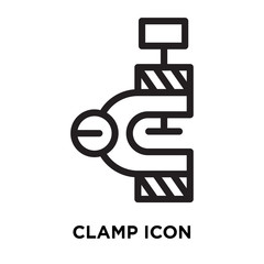 Clamp icon vector isolated on white background, Clamp sign , line symbol or linear element design in outline style