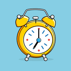 Yellow alarm clock isolated.