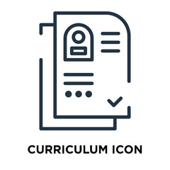 Obraz premium Curriculum icon vector isolated on white background, Curriculum sign , line symbol or linear element design in outline style