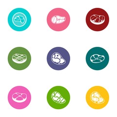 Beef icons set. Flat set of 9 beef vector icons for web isolated on white background