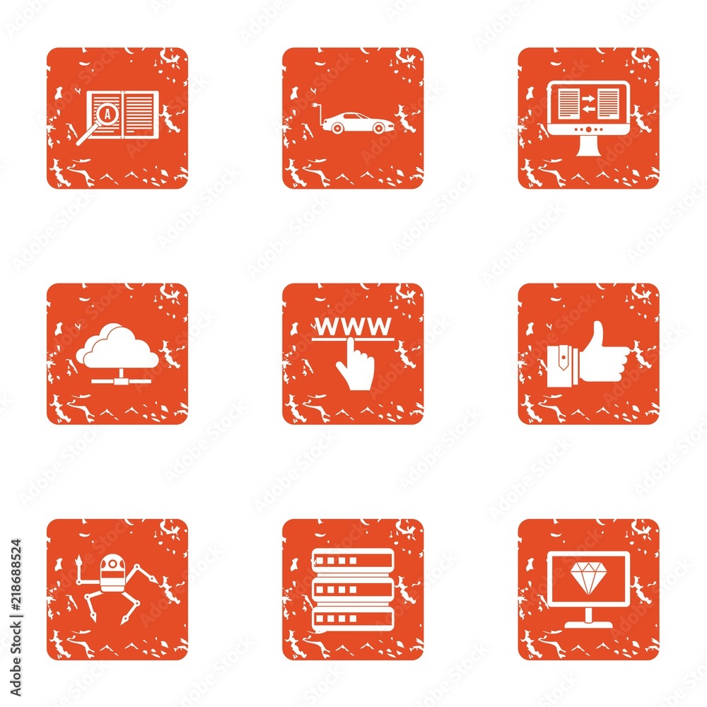 Poster cloudlet icons set. grunge set of 9 cloudlet vector icons for web isolated on white background