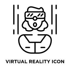 Virtual reality icon vector isolated on white background, Virtual reality sign , line symbol or linear element design in outline style