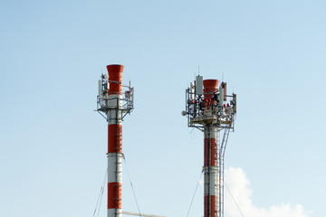 High pipes on which the equipment for cellular communication is installed.