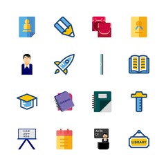 16 school icons set