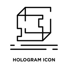 Obraz premium Hologram icon vector isolated on white background, Hologram sign , line symbol or linear element design in outline style