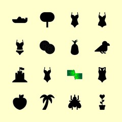 16 tropical icons set