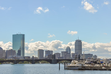 Boston skyline, city view from river