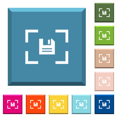 Fototapeta premium Camera save image white icons on edged square buttons