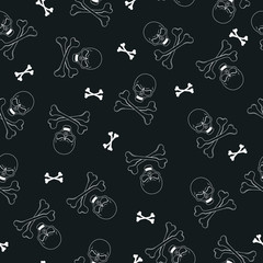 Seamless pattern with skull and bones for Halloween. Vector. Print for fabric, packaging paper.