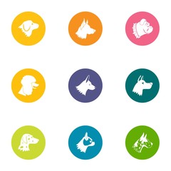 Hound icons set. Flat set of 9 hound vector icons for web isolated on white background