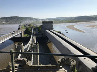 Eisenbahnlinie bei Conwy, Wales