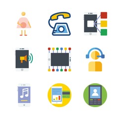 telephone vector icons set. phone call, pregnantcy, smartphone and telemarketer in this set
