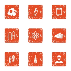 Produce the disease icons set. Grunge set of 9 produce the disease vector icons for web isolated on white background