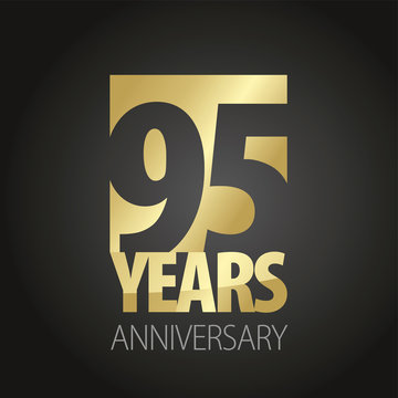 95 Years Anniversary gold black logo icon banner