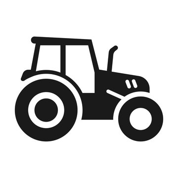 Simple, flat tractor silhouette (black). Isolated on white