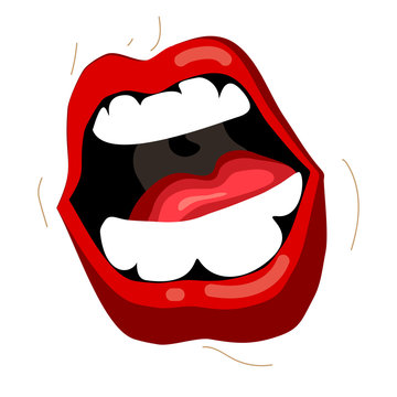 Mouth expressions vector, cute cartoon facial gestures with pouting lips smiling sticking out tongue illustration