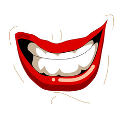 Mouth expressions vector, cute cartoon facial gestures with pouting lips smiling sticking out tongue illustration